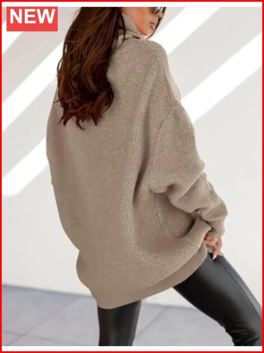 Turtleneck Oversized Batwing Chunky Knit Pullover Sweater Loose Fit Fall Jumper